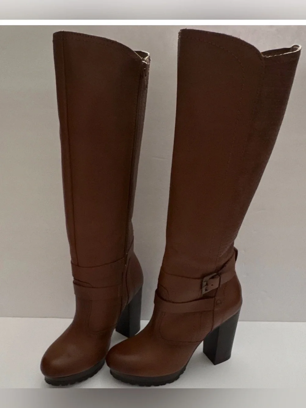 ANDREA  Chestnut Brown Knee-High Platform Boots